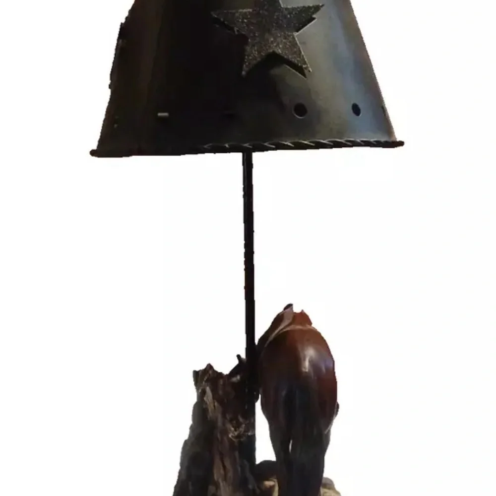 Western Ceramic Porcelain Accent Tealite Lamp Horse Drinking Water